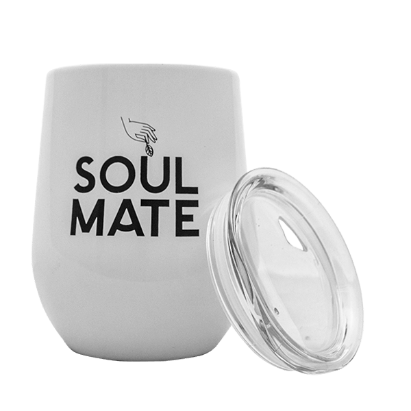 TermoLid – stainless steel vessel with a lid – Soul Mate (white) – 350 ml