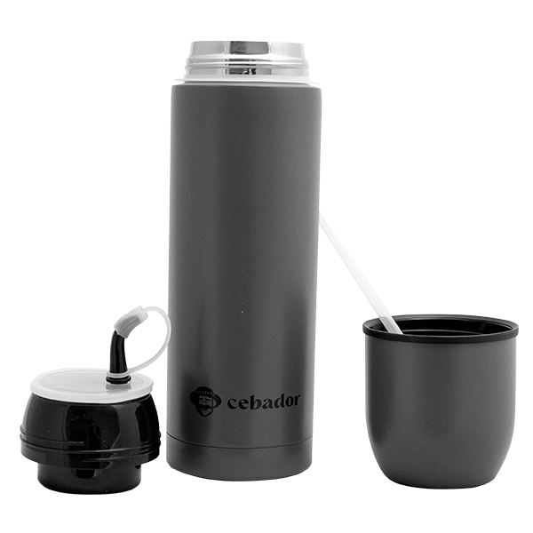 Yerbomos 5.0 – 650 ml – Mate Becher, Thermosflasche und Bombilla in einem Zubehör (grau)