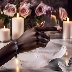 Mala bracelet with rhodonite and smoky quartz