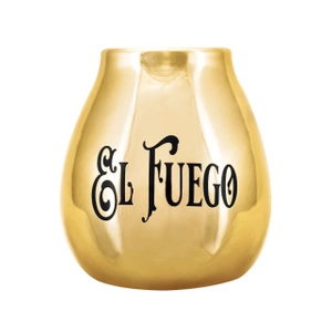 Keramischer Mate Becher mit dem Logo  El Fuego (gold) 350 ml