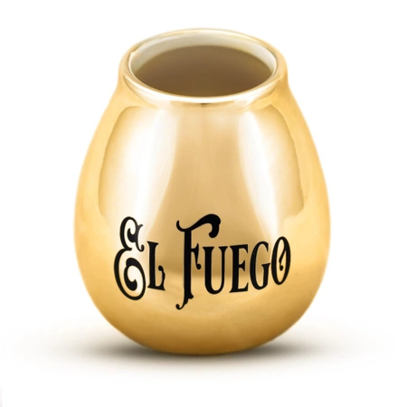 Keramischer Mate Becher mit dem Logo  El Fuego (gold) 350 ml