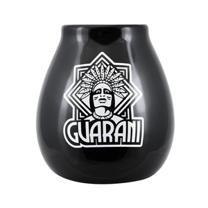 1440 x Keramik-Kalebasse schwarz mit Guarani-Logo - 350 ml